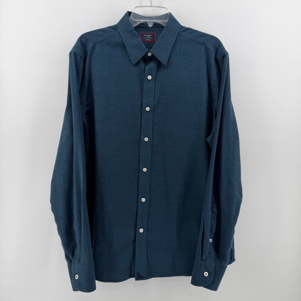 UNTUCKit Button Down Mens Large Veneto Teal Wrinkle Free Regular Fit 40250 - Picture 2 of 8